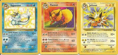 Pokemon TCG Vaporeon Flareon Jolteon NON HOLO Jungle set