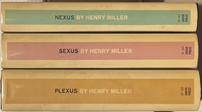 3 VG+ 1965 Grove Press First US Editions: SEXUS, PLEXUS, & NEXUS by Henry Miller