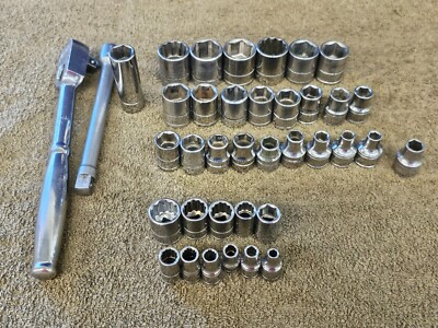 38 Williams BM Sockets Ratchet Set 1/4 3/8'' Drive Metric 19 18 17 15 14 12 10mm