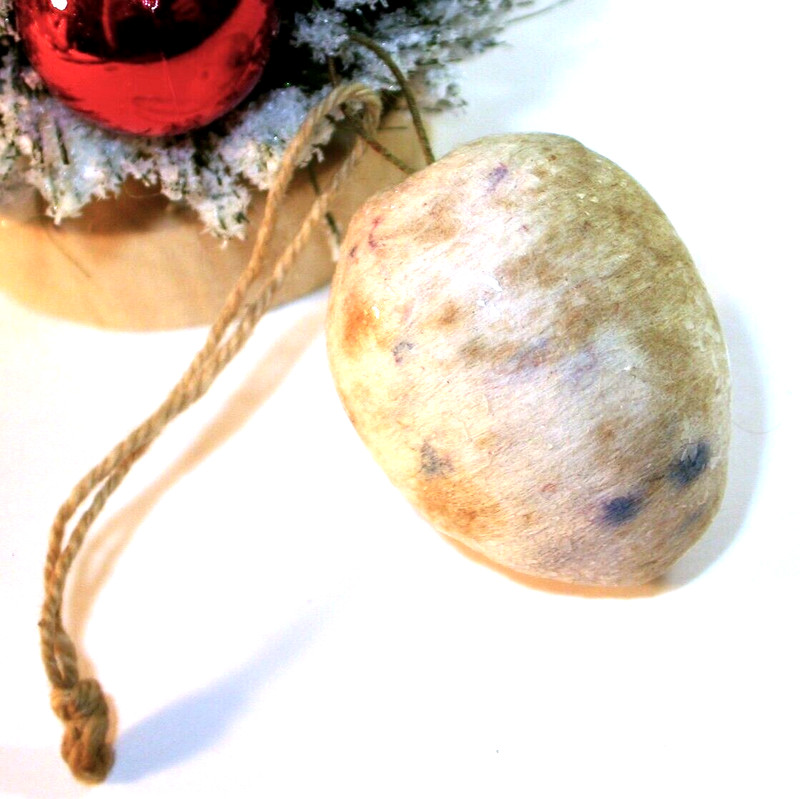 Antique Spun Cotton German PUTZ Mica Sugar Plum Fruit Christmas ORNAMENT Vintage