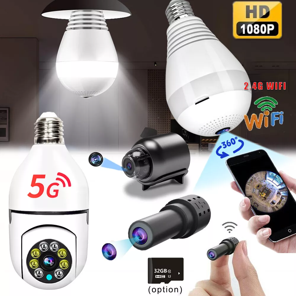 Wireless Camera 1080p Wifi Ip Spy Cam E27 Lamp Holder Outdoor Security Hidden  Camera For Apartment Door