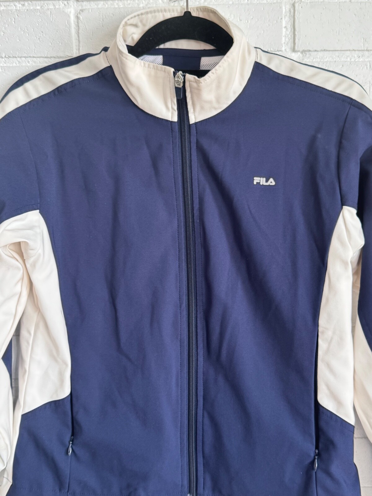 Giacca Fila Navy bianca con zip pista Activewear taglia S