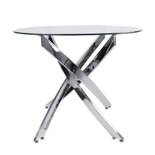 Round Glass Dining Table and 4 Chairs Set Dining Room Kitchen Lounge Office UK - Picture 17 of 19