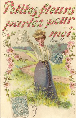 FANCY WAFFLE POSTCARD SMALL FLOWERS SPEAK FOR ME WOMAN