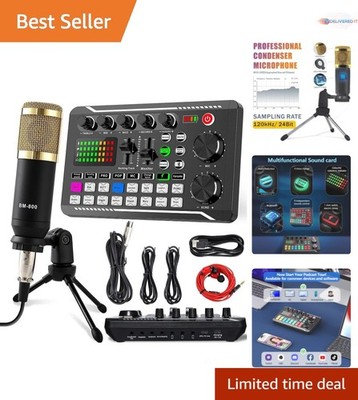 Podcast Equipment Bundle Condenser Microphone Audio Mixer Streaming Studio
