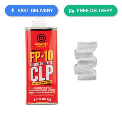 Shooter's Choice FP-10 Lubricant Elite CLP 4oz with 50 Extra 1 in Patches