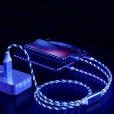 Light Up Flowing Led Type C Fast Charging Charger Cable For iphone Samsung