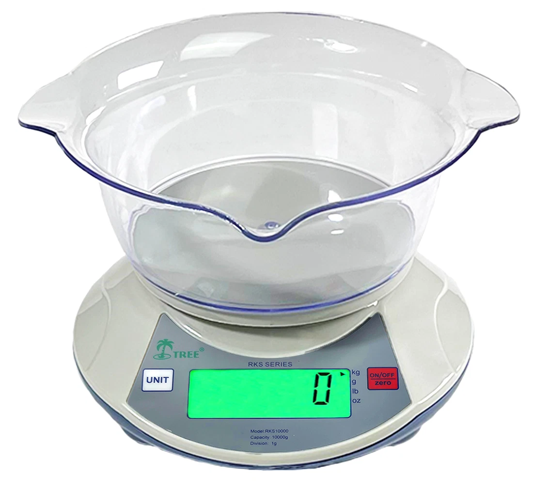 Tree RKS Digital Portion Control Scale, 10,000g x 1g, Includes Removable Bowl