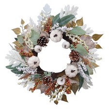 Fall Wreaths for Front Door, DECSPAS 20" Wreath with Artificial White
