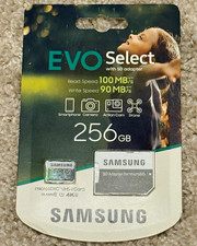 Samsung EVO Select 256GB microSDXC UHS-I Class 10 Card  SD Adapter, Waterproof