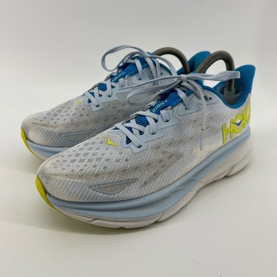 Hoka One One Clifton 9 Men's 9 D Running Shoes Light Blue Yellow