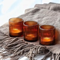Teelichthalter Glas Vintage Gerippt Dekoration Hochzeit Herbst 12Er Set