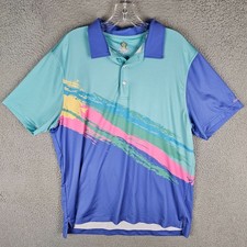 Chubbies Polo Shirt Mens L Printed Golf Performance Short Sleeve High Low Slit
