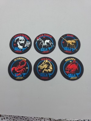 Vntg POGs 1990s Slammas x6  Piranha Killer P  Fish Black Game Milk Bottle Cap