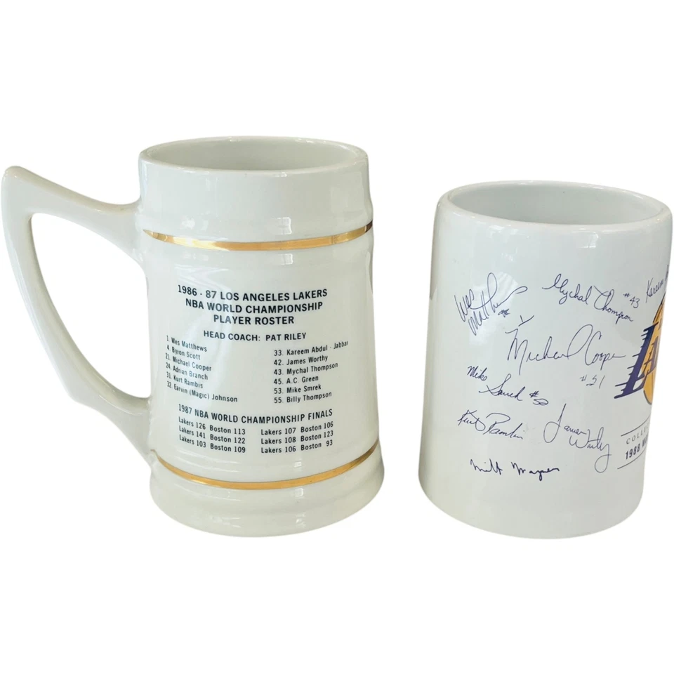 Tazas coleccionables campeones del mundo 1986-87 y 1988 de Los Angeles Lakers - LOTE de 2 Foto 2 de 4