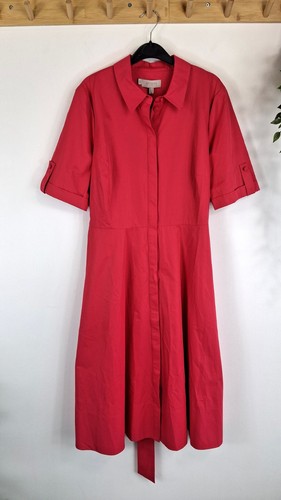 HOBBS Tarianna Belted Shirt Dress Rouge Pink Knee-length Size 12 BNWT - Picture 3 of 12