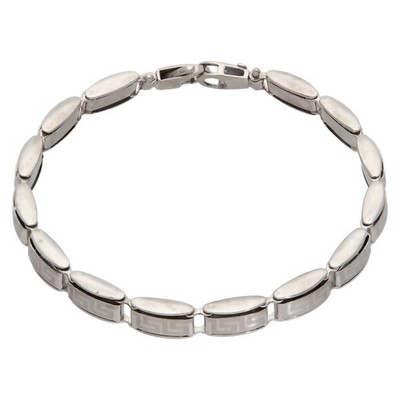 Gebrauchtes 9 kt Weißgold 7 Zoll griechisches Schlüsselleisten-Gliederarmband 180 mm (7'')