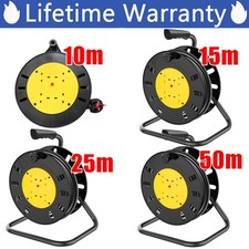 Extension Lead Reel 4 Way 10M 15M 25M 50M 13A Status Cable Socket Safety Cut Out