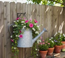 Hanging Planters Balcony Galvanised Metal Mounted Watering Can For Wall Or Fence