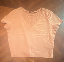 Wild Fable Tan Cropped V-Neck Short Sleeve T-...