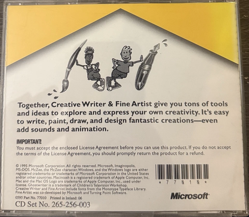 Microsoft Creative Writer & Fine Artist CD-ROM 1995 Windows/Mac Complete - Image 2 of 3
