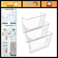 Clear Acrylic Wall Mount File Holder - 3 Pack, Hanging Organizer for Office  Ho