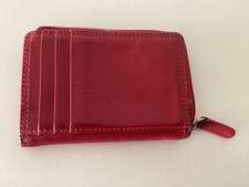 Red Leather Unbranded Zip Around Credit Card Wallet