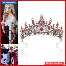 Tiara Crown Alloy Black Rhinestone Red Crystal 6 Inch For Wedding Prom Pageant