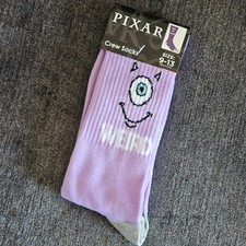 New Pixar Monsters Inc Crew Socks 1 Pair Novelty Fun 9-13