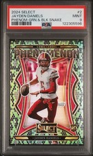 2024 PANINI SELECT PHENOMENON GREEN & BLACK SNAKE #2 JAYDEN DANIELS 1/2 PSA 9