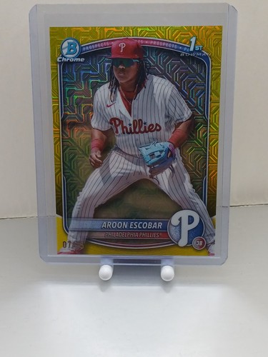 2025 Bowman Chrome Prospects Aroon Escobar #BCP-65 Yellow Mojo Refractor /75