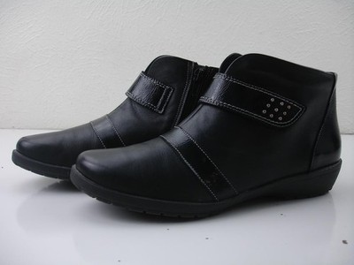 Women's 10 10.5 41 Suave Black Patent Leather Ankle Boots Booties Side Zip Wedge