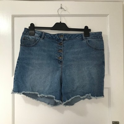 Matalan Jeansshorts Damen Größe 18 Baumwollmischung Knopfleiste Taschen Sommer