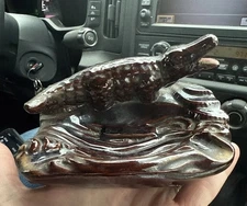 Vintage Florida Souvenir Alligator Ashtray Kitschy Brown Glaze W 5 in H 2.50 in