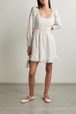 LoveShackFancy Preslina Lace Mini Dress size 2 NWT True White Square Neck