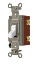HUBBELL TOGGLE SWITCH SINGLE POLE WHITE 20 A 120-277 VAC 1221W HBL1221W