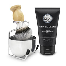 5-in-1 Men's Shaving Kit with Brush, Bowl, Stand, Cream, and Manual