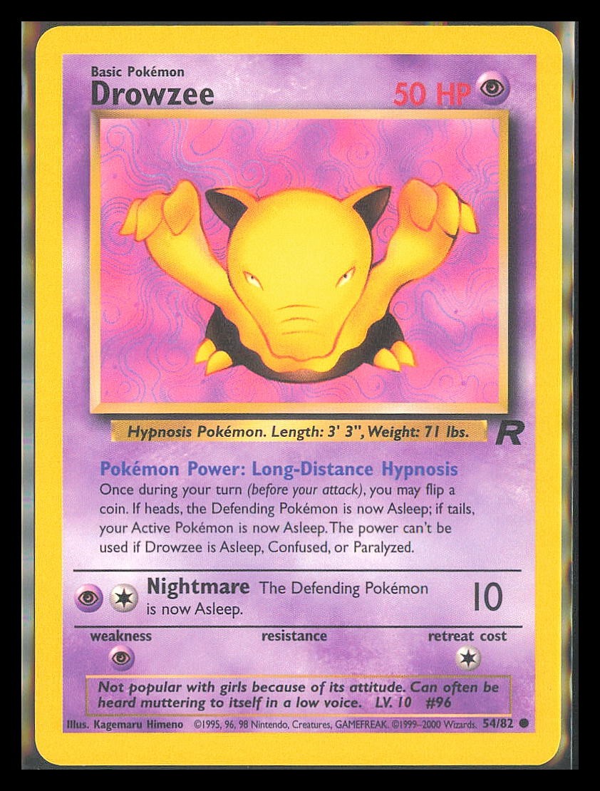 Pokemon Drowzee Team Rocket 54/82 Unlimited LP Free Shipping