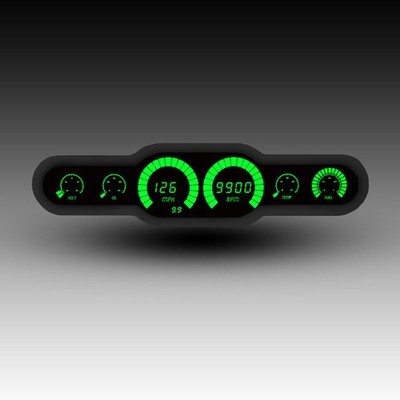 Intellitronix Green LED 6-Gauge Bargraph Universal Panel With Black Faceplate