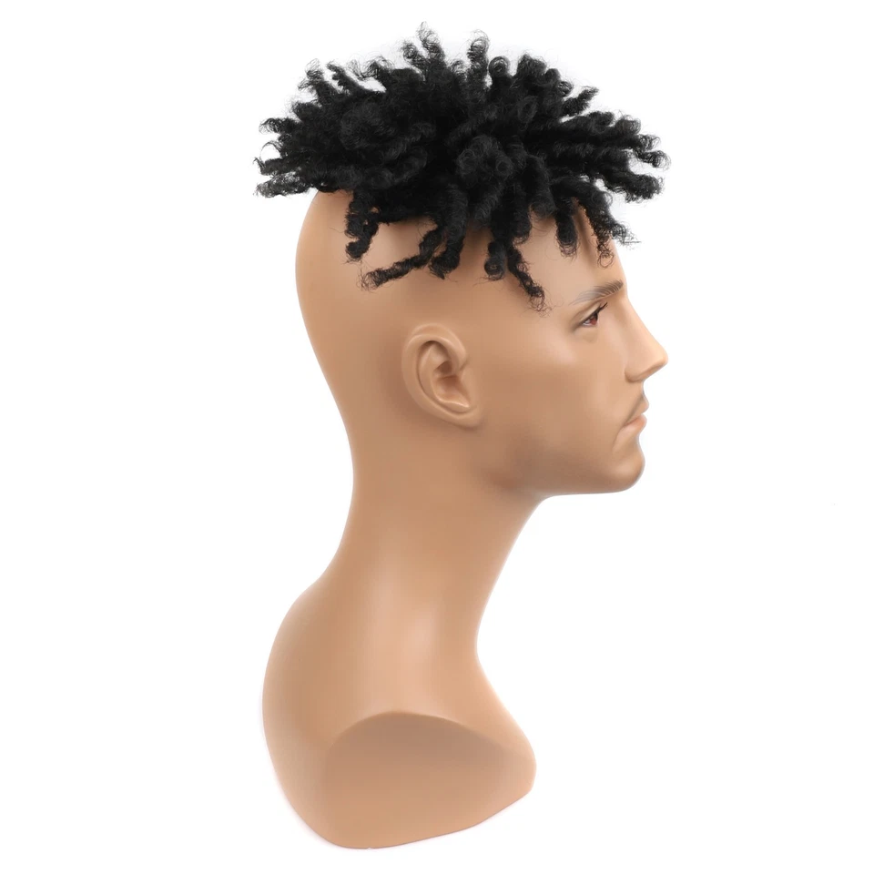 Short Afro CurlyHair Dreadlock Toupee for Men Synethetic Black African American - Image 4 of 4
