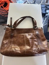 Frye Brown Leather Crossbody Purse – Genuine Leather, Vintage Style, w/ Dust Bag