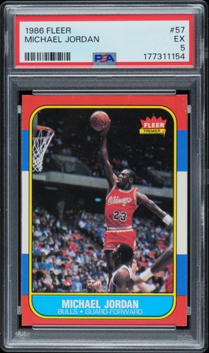 1986 FLEER #57 MICHAEL JORDAN ROOKIE RC PSA 5
