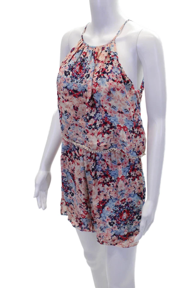 Mameluco sin mangas Parker para mujer seda foral cuello halter multicolor talla M Foto 2 de 4