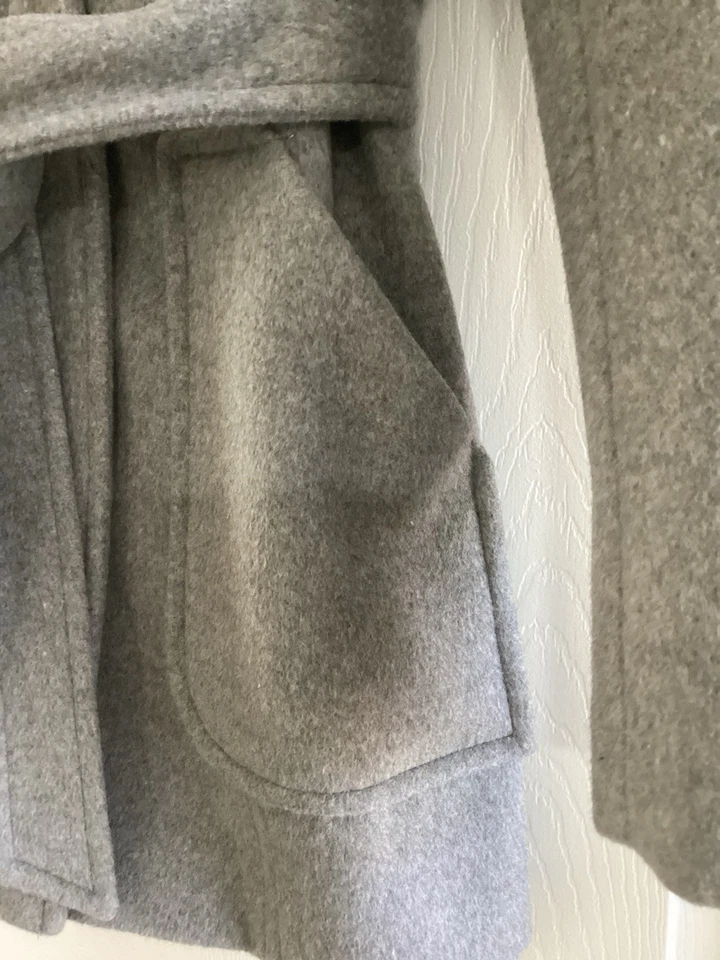 Calvin Klein 2p Grey Wool Blend Winter Coat W/faux Fur Trimmed Removable Hood - Image 3 of 4