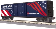 MTH RAILKING MONTANA RAIL LINK ESSENTIAL WORKERS 50' DD PLUGGED BOXCAR 30-71047