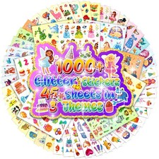 1000 Holographic Stickers for Kids - 45 Different Sheets of 3 Multicolor