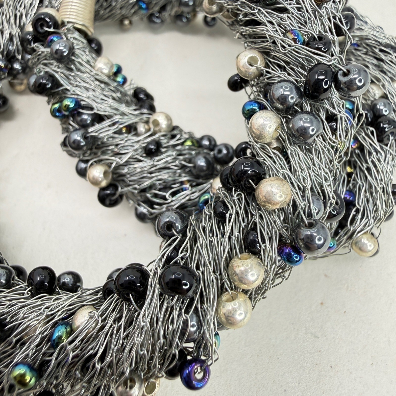 Wire Wrapped Pearl Beaded Statement Necklace Blac… - image 11