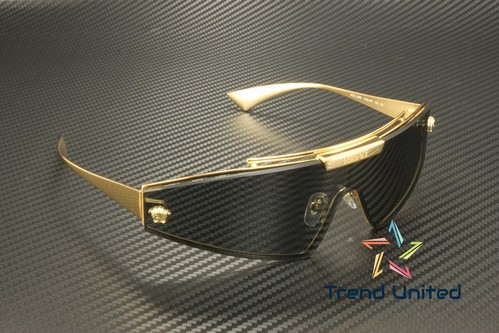 VERSACE VE2265 100287 Gold Dark Grey Mirror Gold 44 mm Women's Sunglasses - Imagen 3 de 8