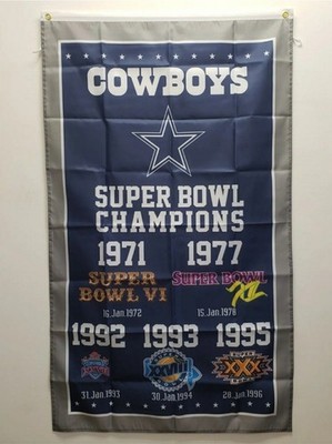 Dallas Cowboys Super Bowl Championship Banner 5ftx3ft Dallas Cowboys Flag NFL