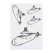 4 x 'Military Submarine' Temporary Tattoos / Transfers TO00033115